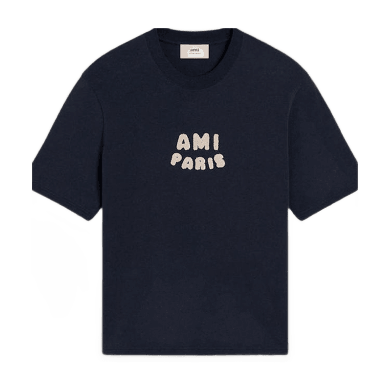 Ami Paris Camiseta Azul e Branca