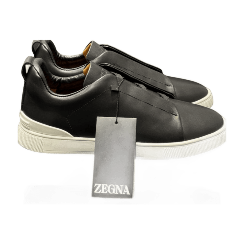 Zegna Triple Stitch Couro Preto
